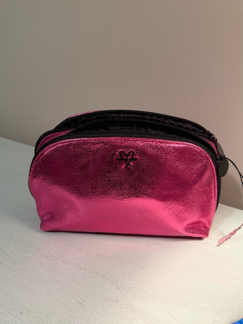 Victoria Secret cosmetic travel bag hot metallic pink